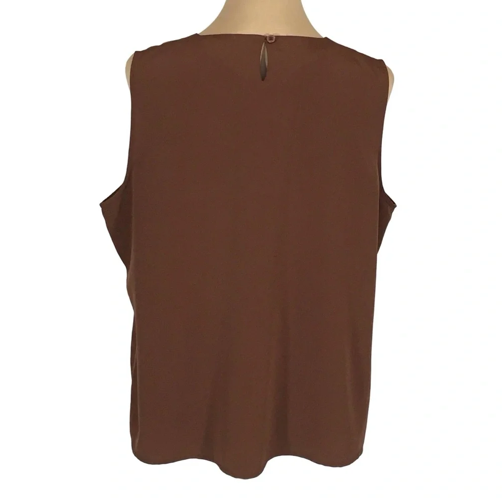 Notations Brown Layering Office Sleeveless Blouse, Women's XL - Picture 3 of 7